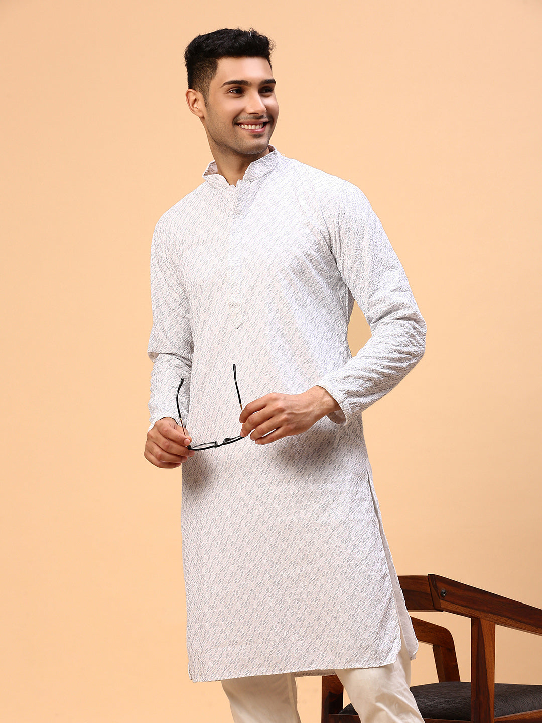 Summer cup | Traditional Gray Color Men's  | Mandarin Collar Kurta