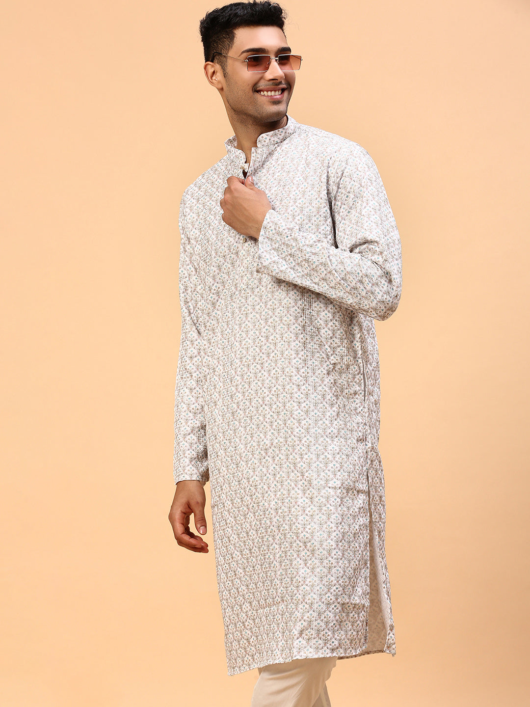 Icy Smoothy | Traditional White Color Men's  | Mandarin Collar Kurta