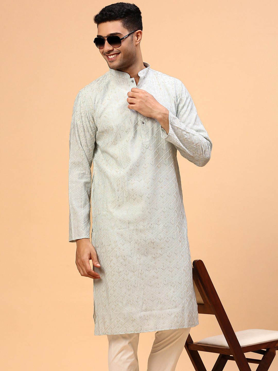 Blackberry Smoothie | Traditional Blue Color Men's  | Mandarin Collar Kurta