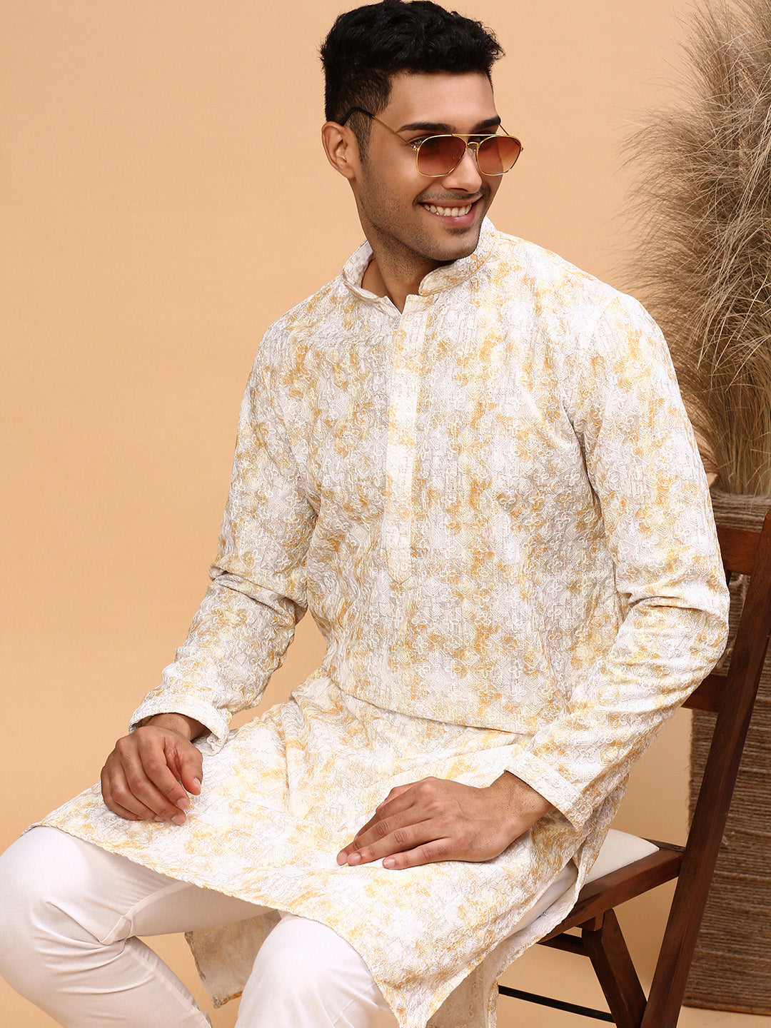 Yellow Star | Traditional Yellow Color Men's  | Mandarin Collar Kurta