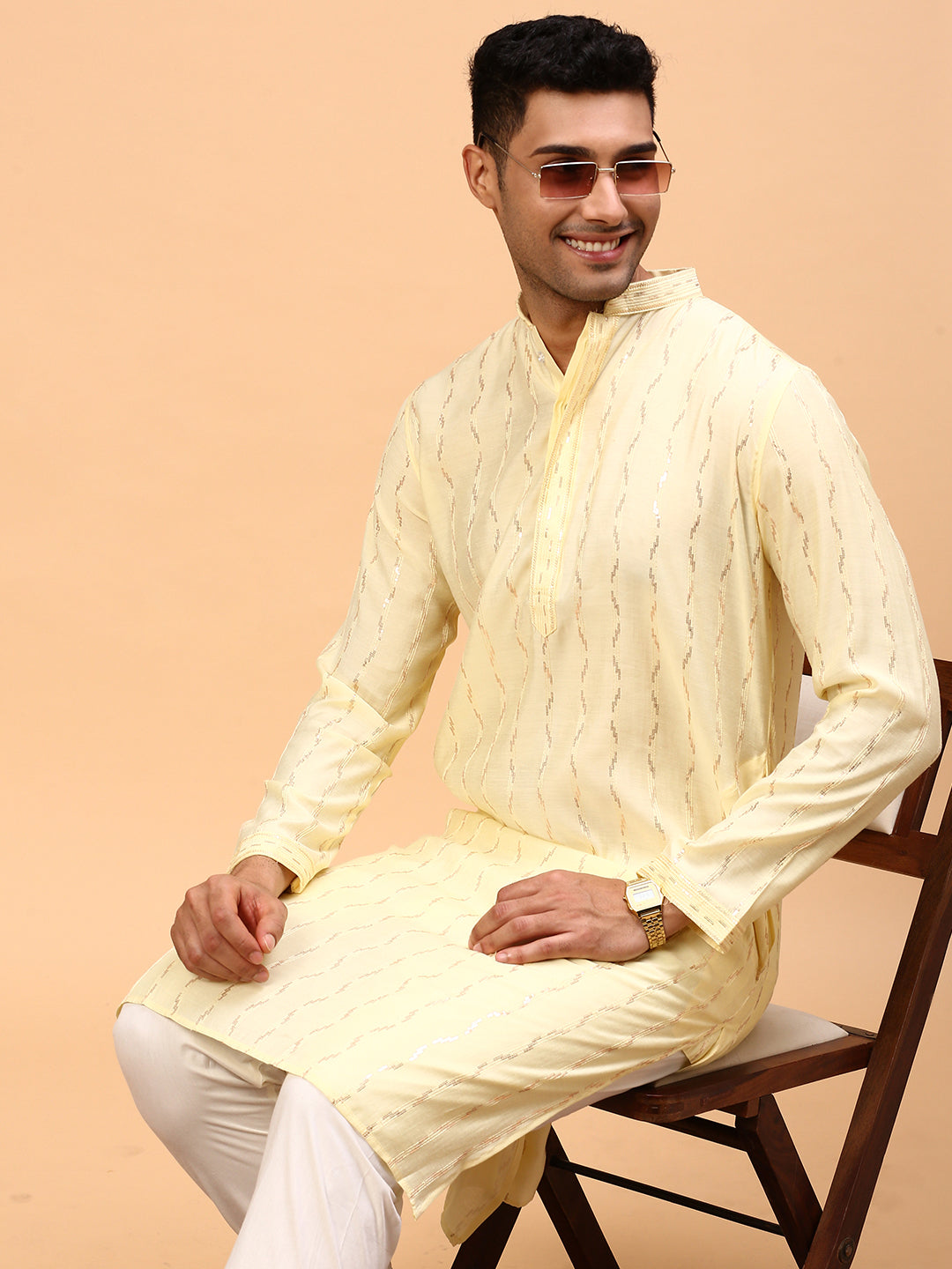 Lemonade | Traditional Yellow Color Men's  | Mandarin Collar Kurta