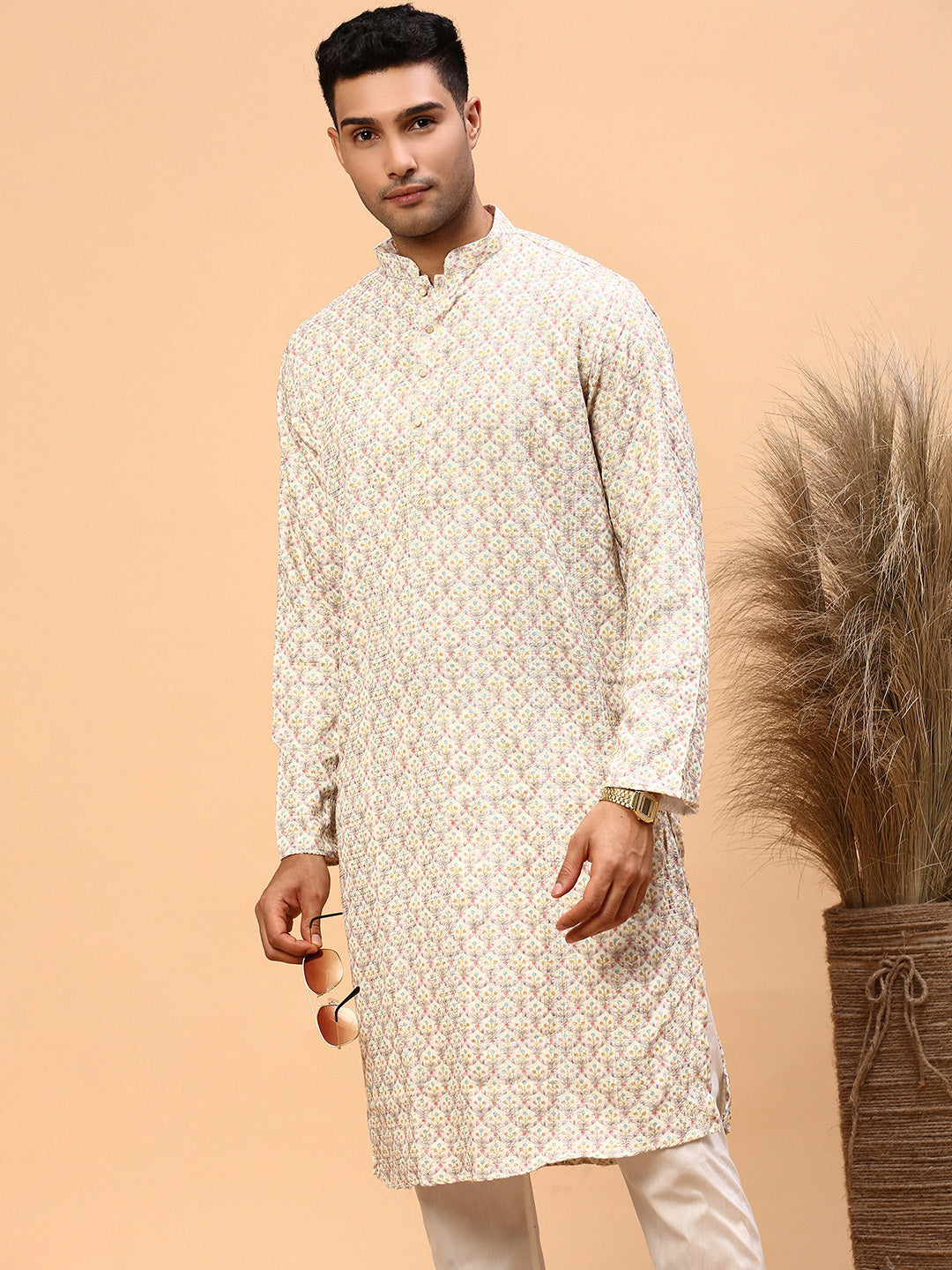 Lime Lush | Traditional Yellow Color Men's  | Mandarin Collar Kurta