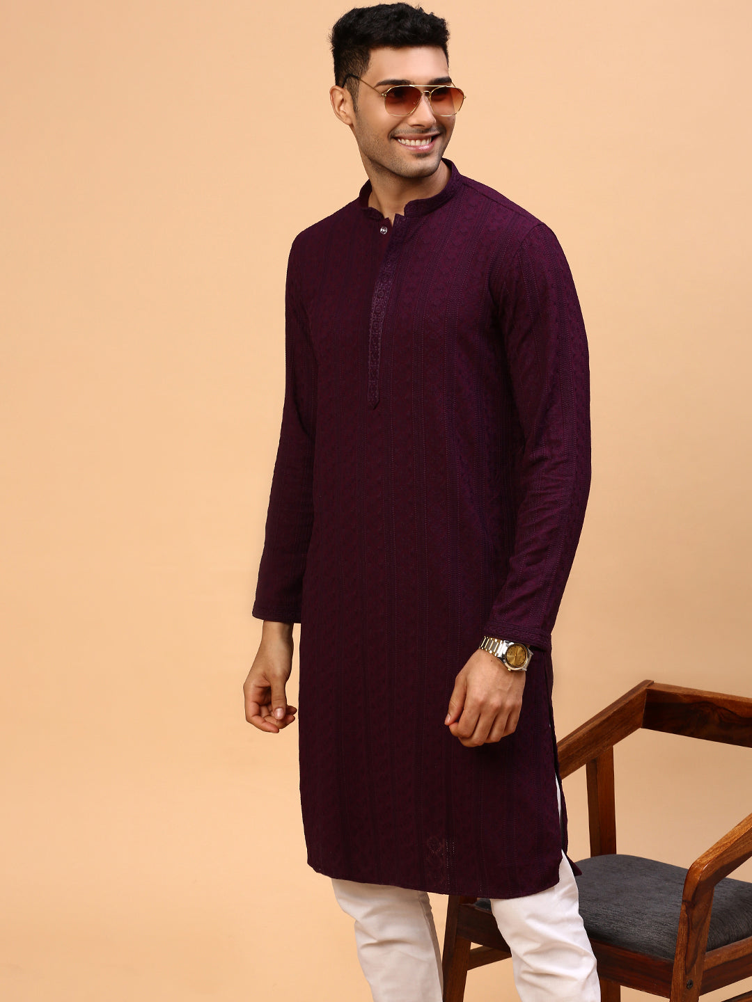 Purple Love | Traditional Purple Color Men's  | Mandarin Collar Kurta