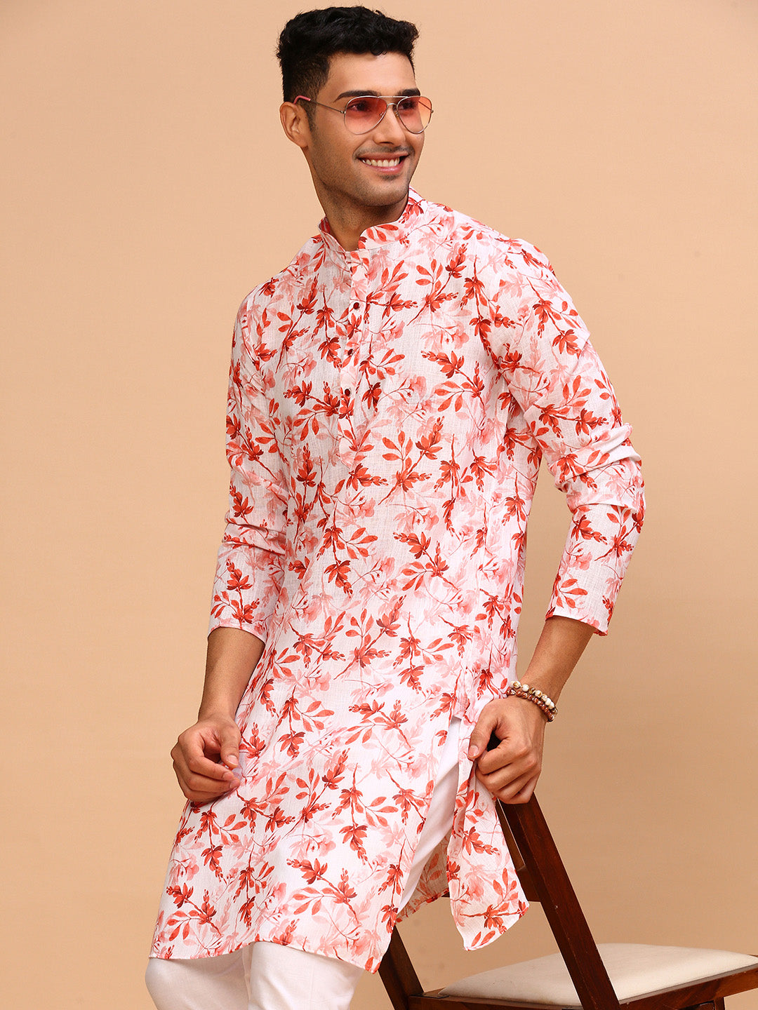 Orange Peal | Traditional Orange Color Men's  | Mandarin Collar Kurta