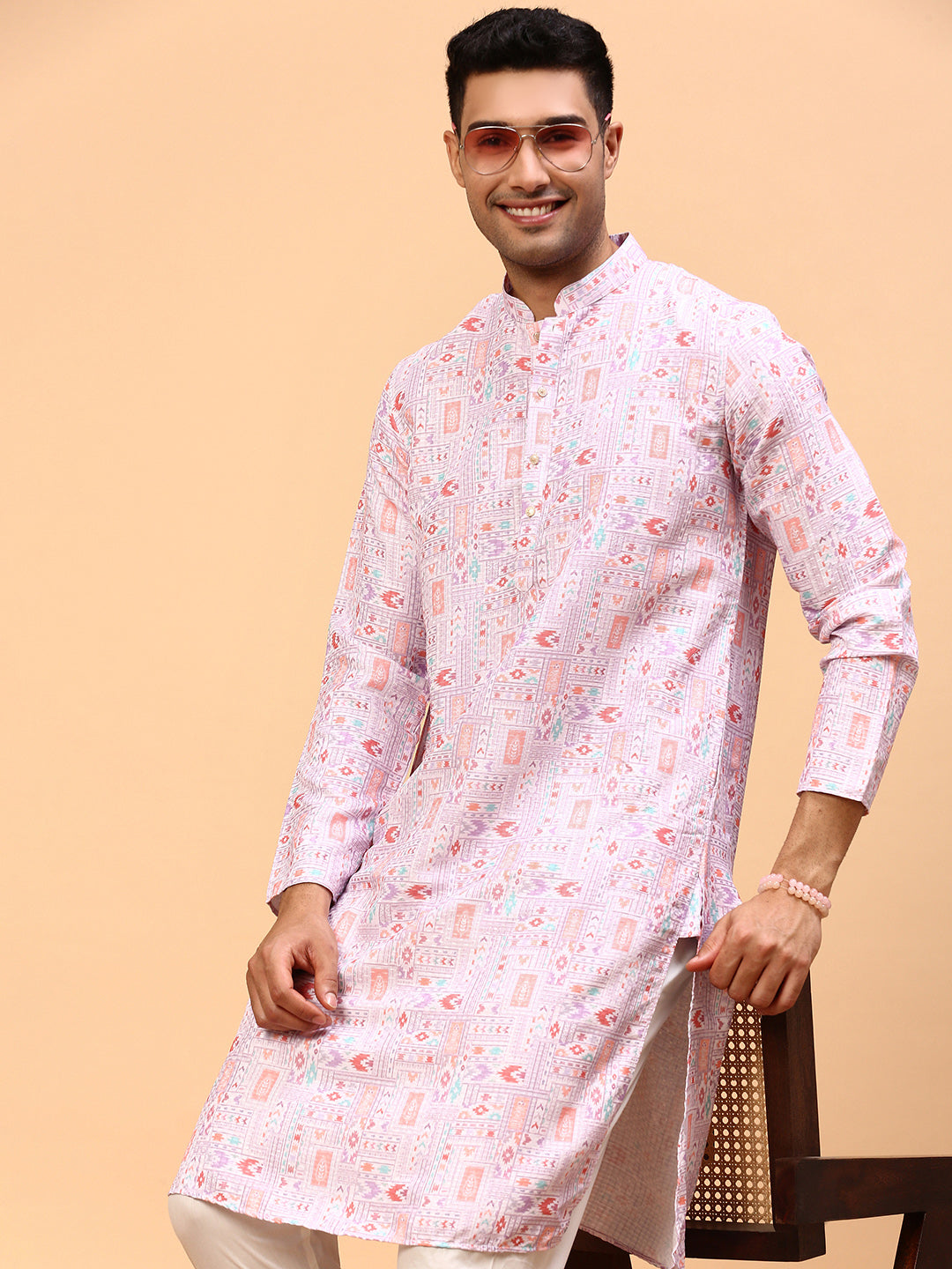 Grapefruit gin | Traditional Purple Color Men's  | Mandarin Collar Kurta