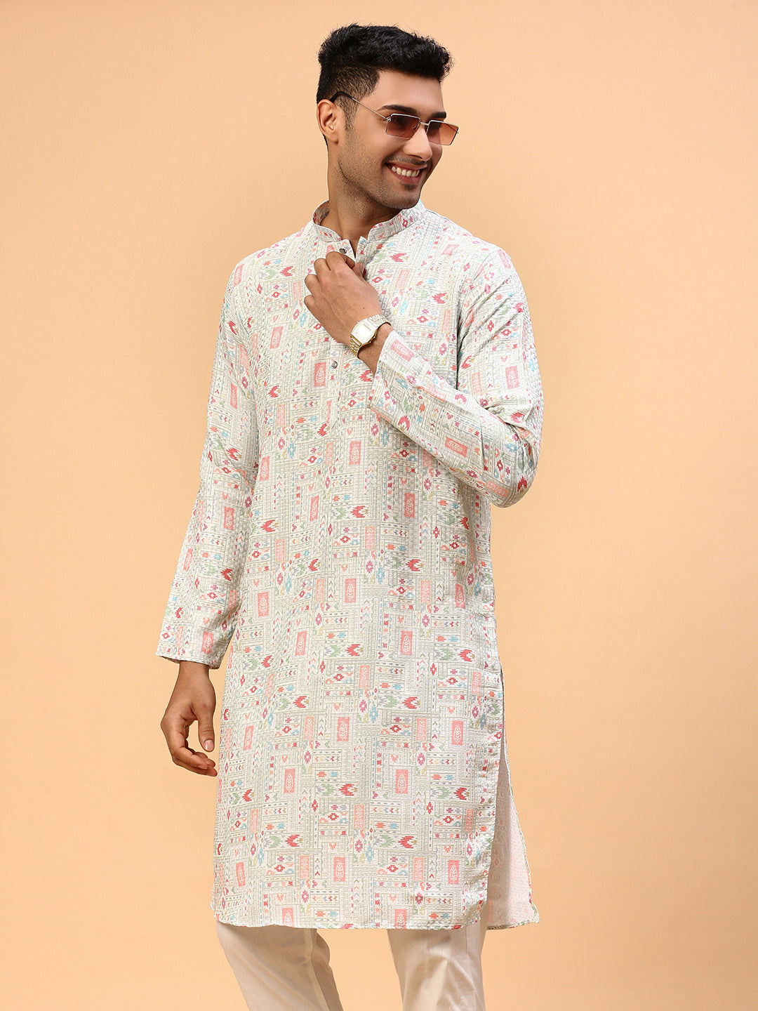 Tom Collins | Traditional Gray Color Men's  | Mandarin Collar Kurta