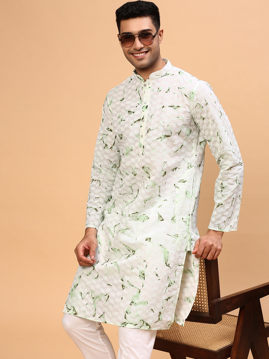 Moscow Mule | Traditional Green Color Men's  | Mandarin Collar Kurta