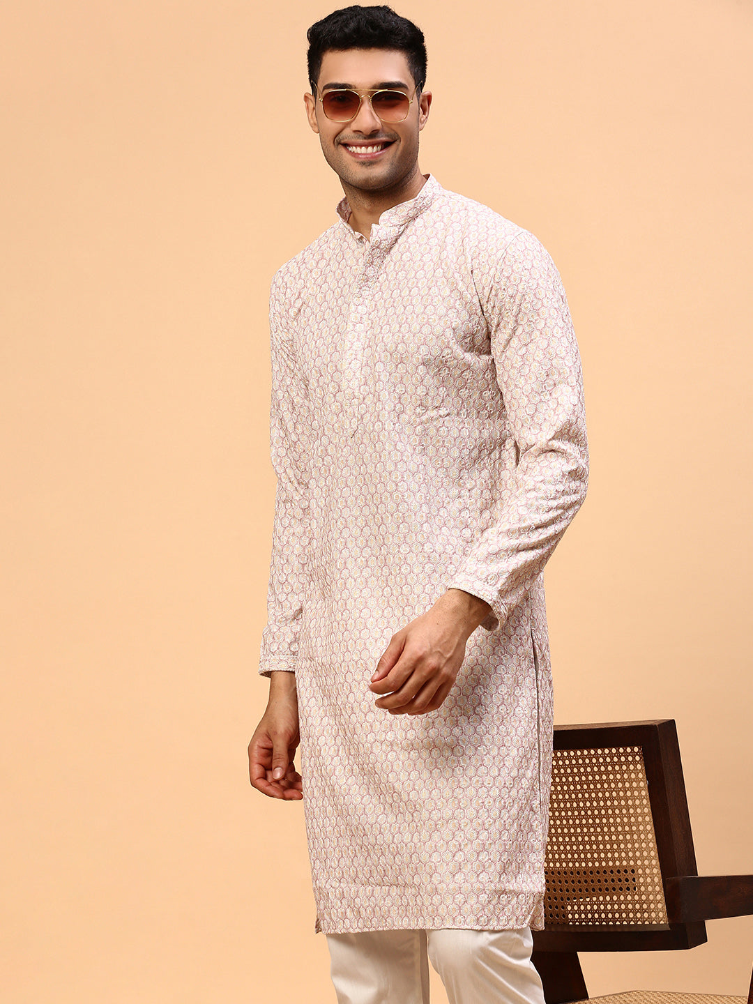 Pink Salt | Traditional Pink Color Men's  | Mandarin Collar Kurta