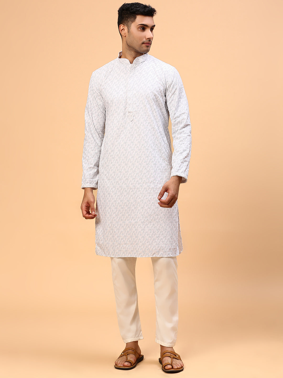 Summer cup | Traditional Gray Color Men's  | Mandarin Collar Kurta