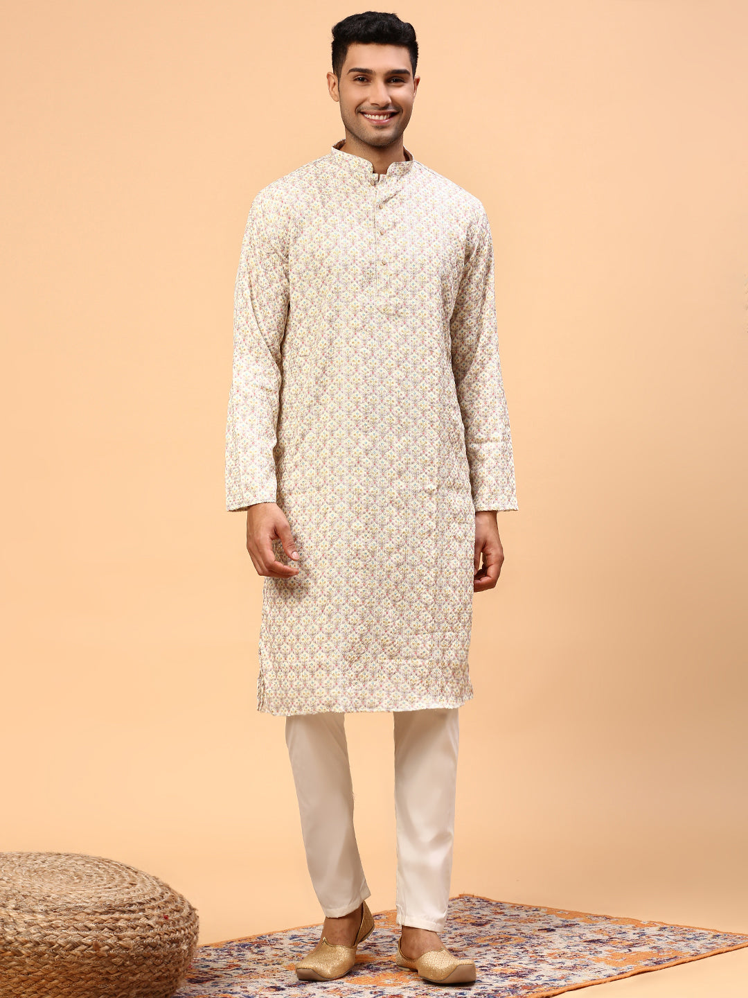 Lime Lush | Traditional Yellow Color Men's  | Mandarin Collar Kurta