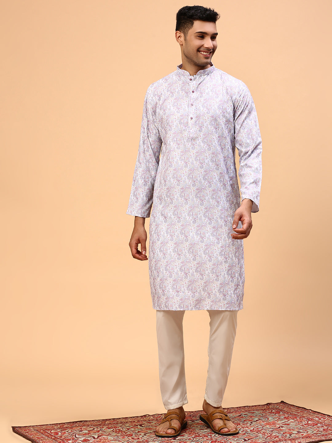 Purple Pops  | Traditional Purple Color Men's  | Mandarin Collar Kurta