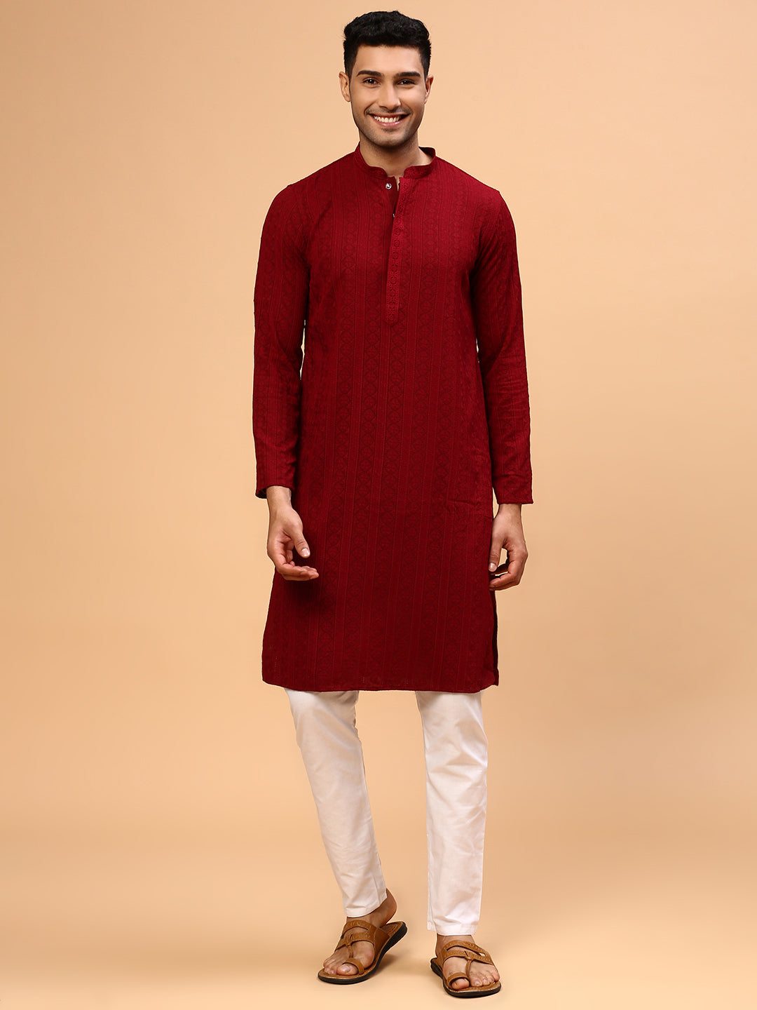 Maroon Story | Traditional Maroon Color Men's  | Mandarin Collar Kurta