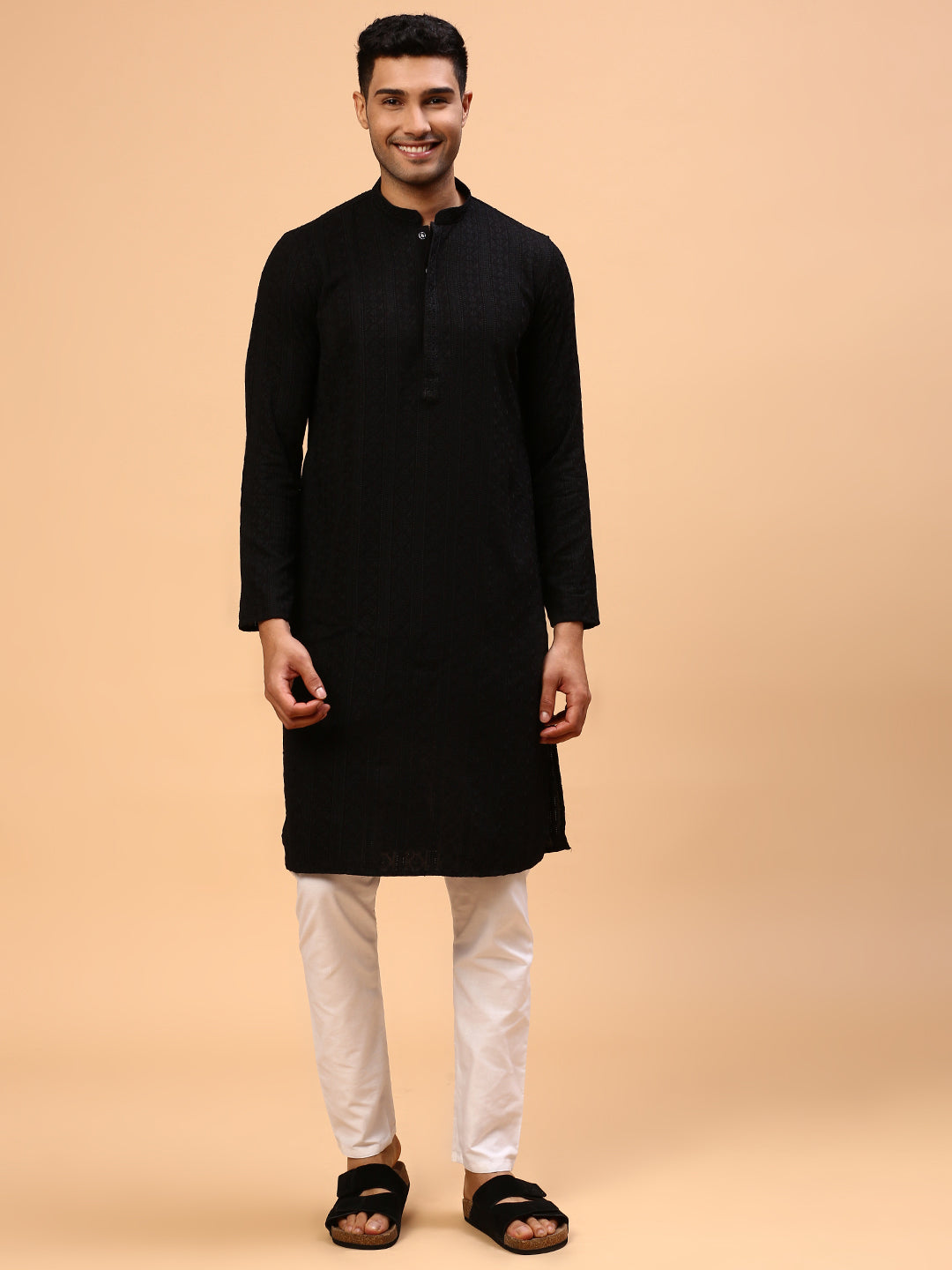 Black Diamond | Traditional Black Color Men's  | Mandarin Collar Kurta