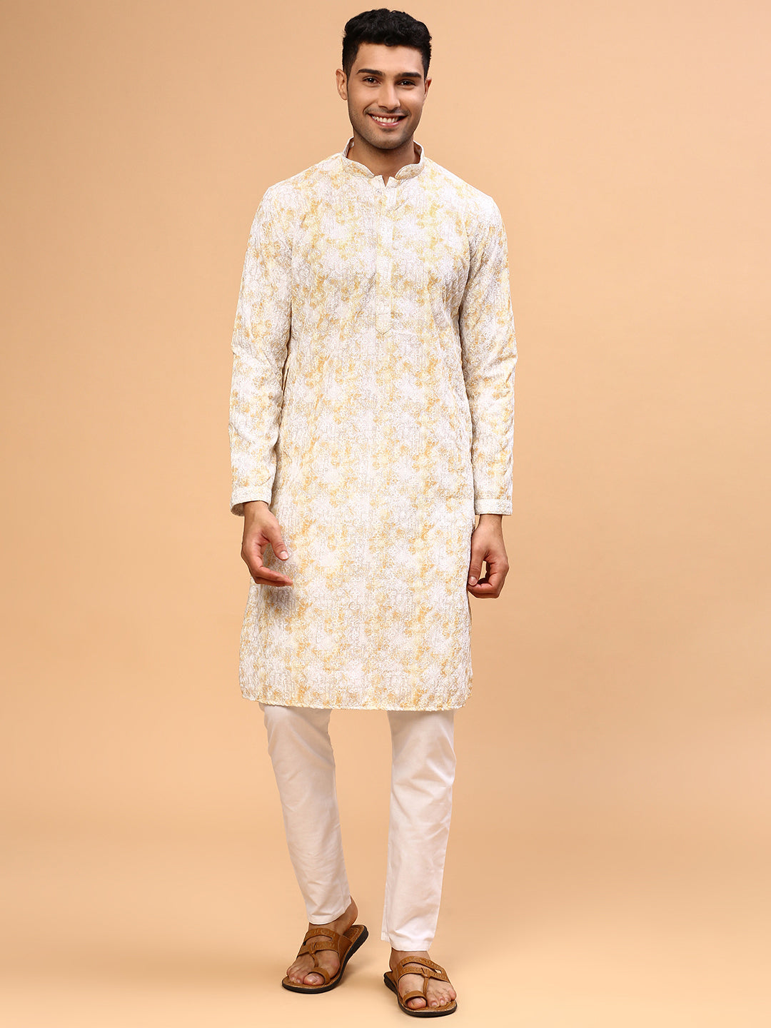 Yellow Star | Traditional Yellow Color Men's  | Mandarin Collar Kurta