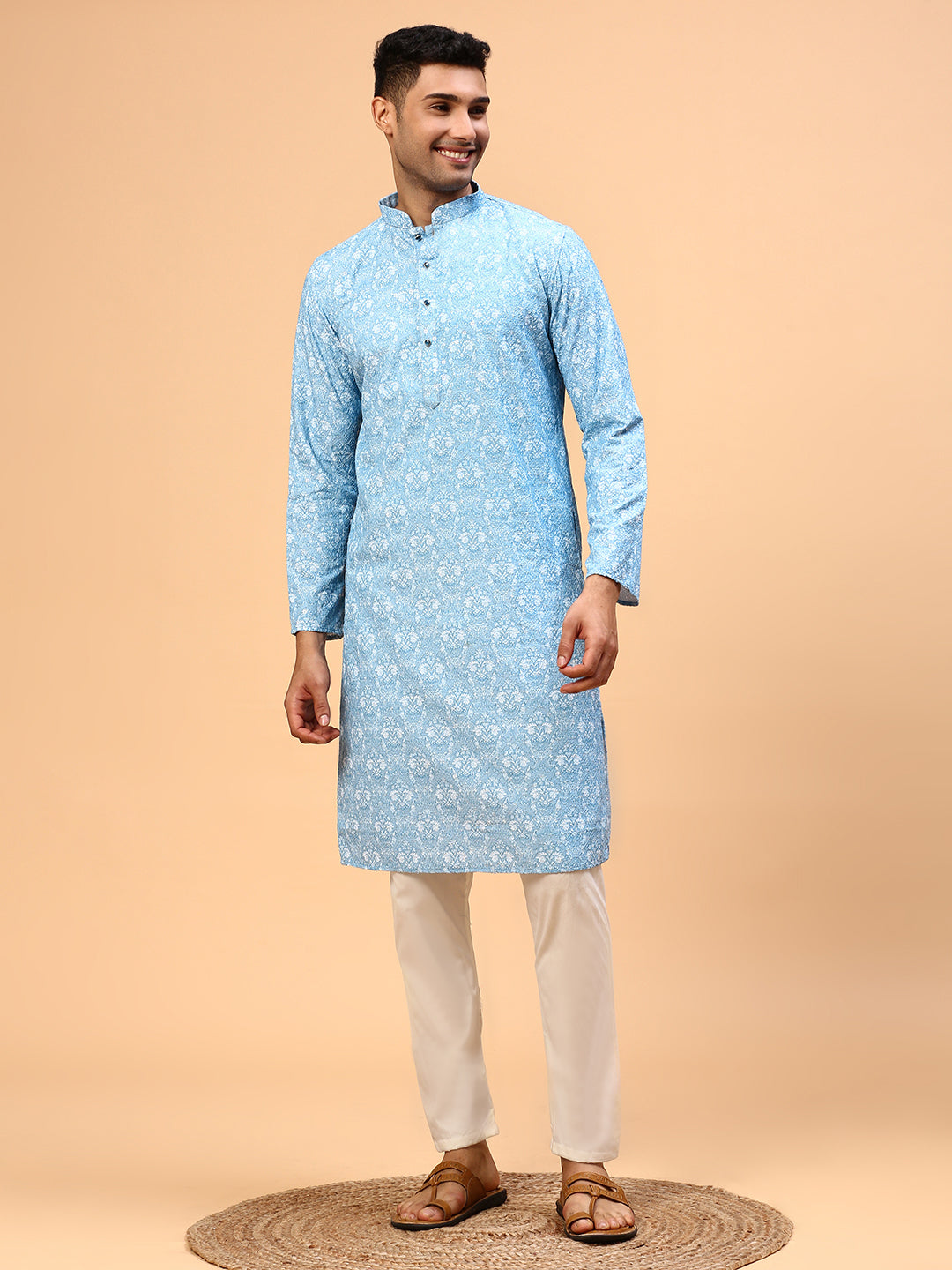 Virgin Mojito | Traditional Sky Blue Color Men's  | Mandarin Collar Kurta