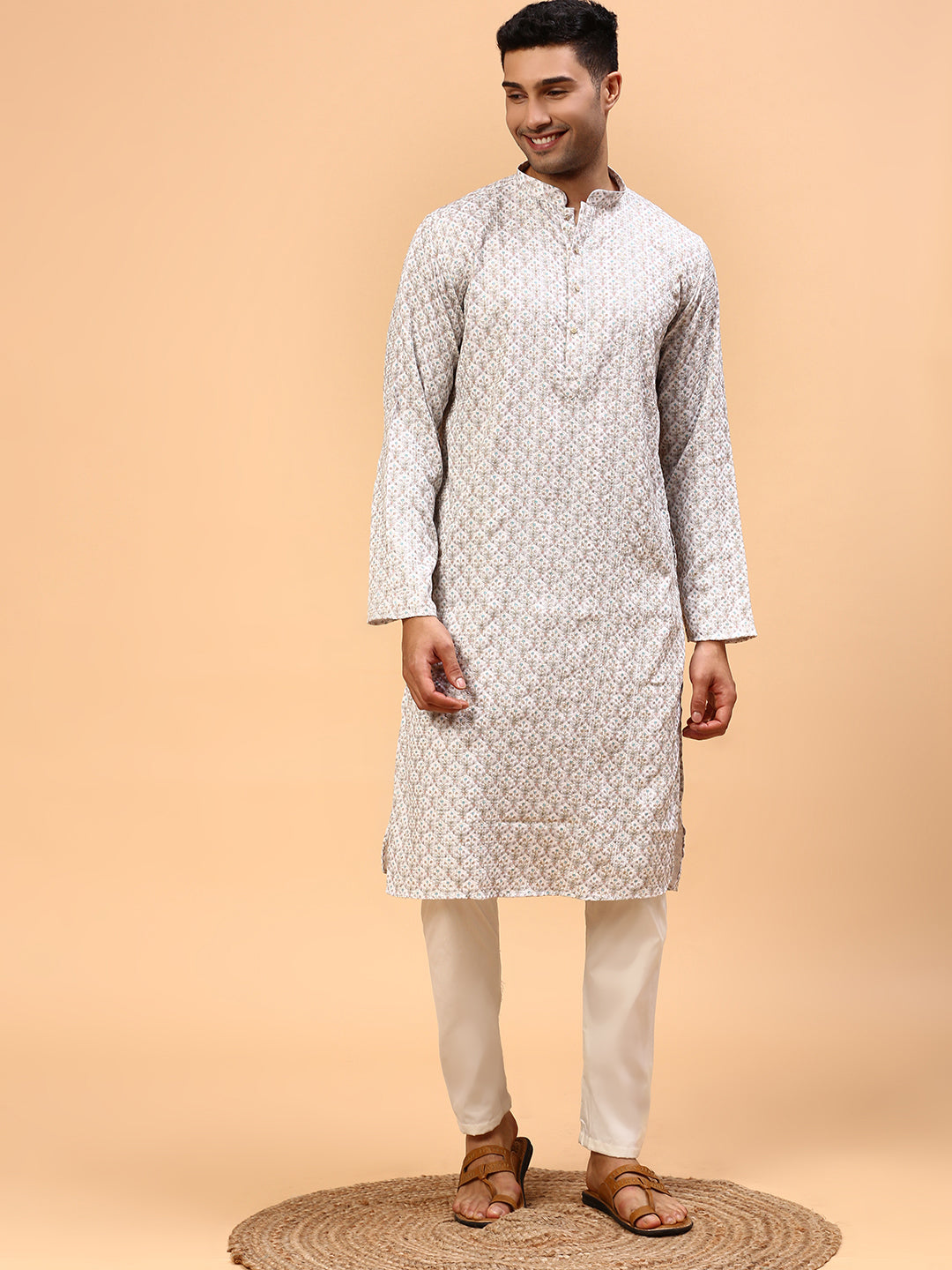 Icy Smoothy | Traditional White Color Men's  | Mandarin Collar Kurta