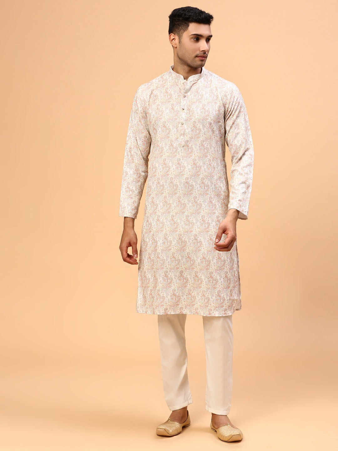 Cream sickle  | Traditional Cream Color Men's  | Mandarin Collar Kurta