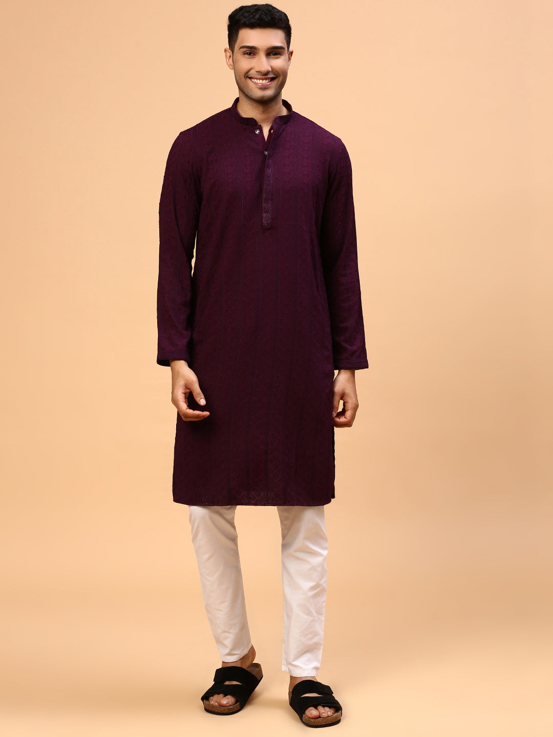 Purple Love | Traditional Purple Color Men's  | Mandarin Collar Kurta