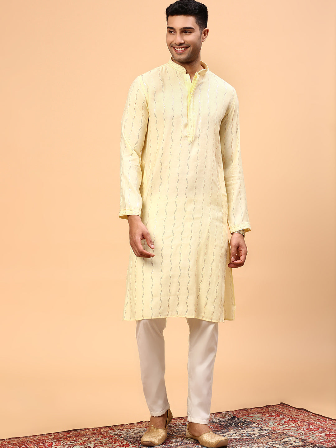 Lemonade | Traditional Yellow Color Men's  | Mandarin Collar Kurta