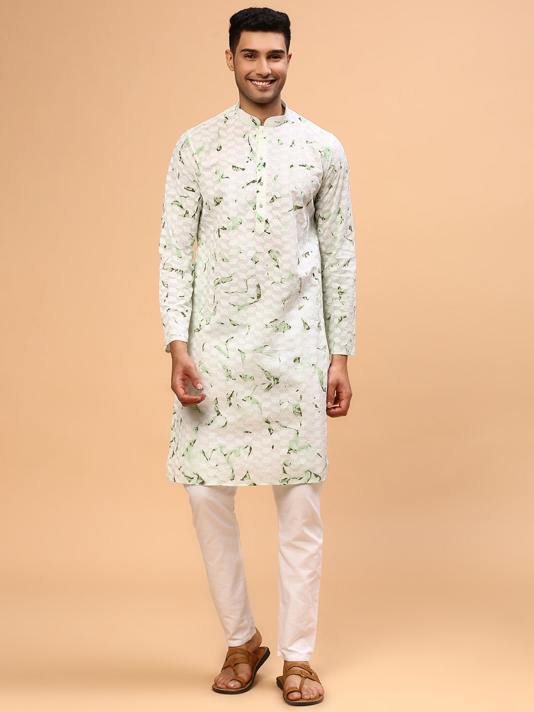 Moscow Mule | Traditional Green Color Men's  | Mandarin Collar Kurta