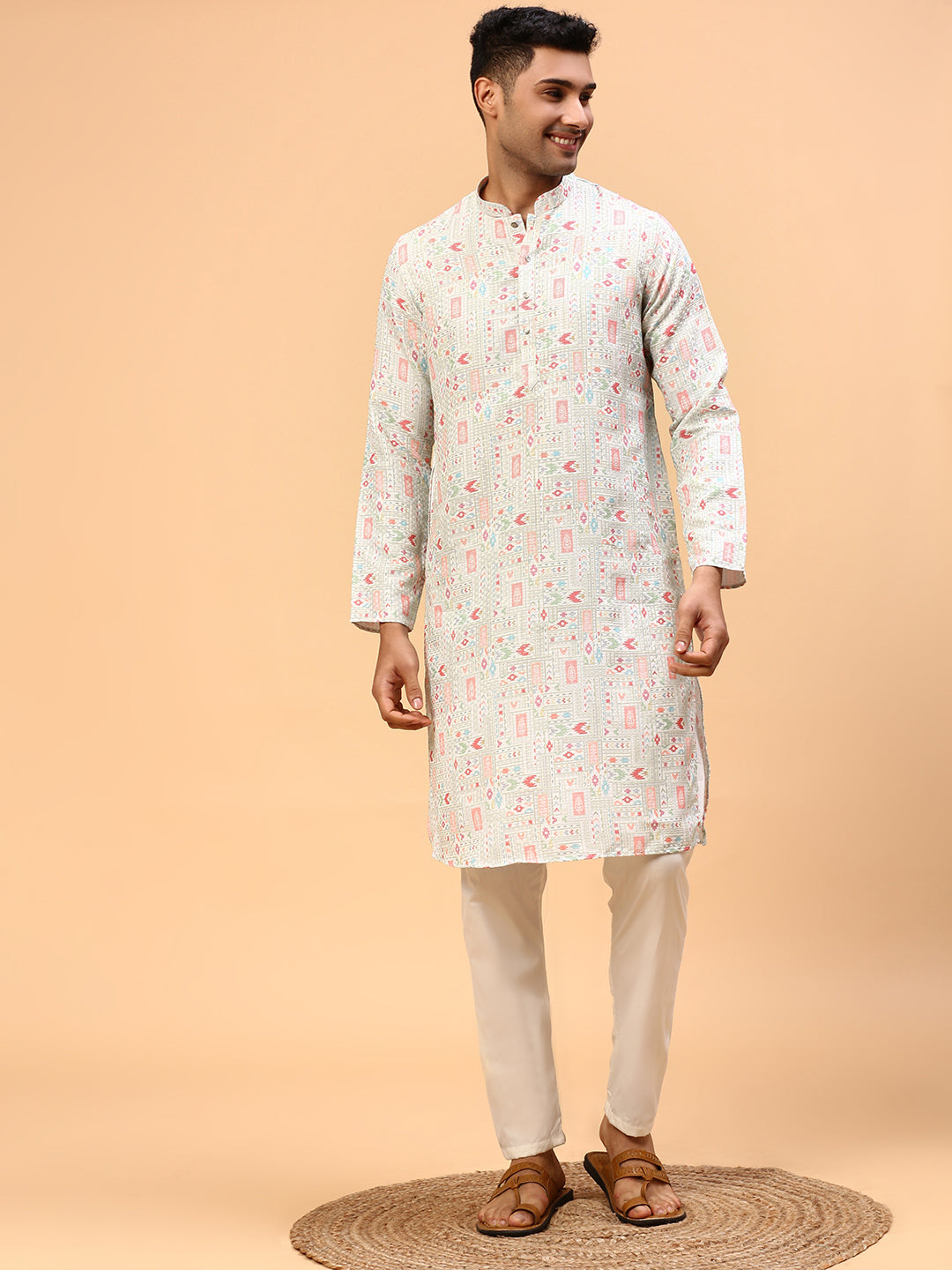 Tom Collins | Traditional Gray Color Men's  | Mandarin Collar Kurta