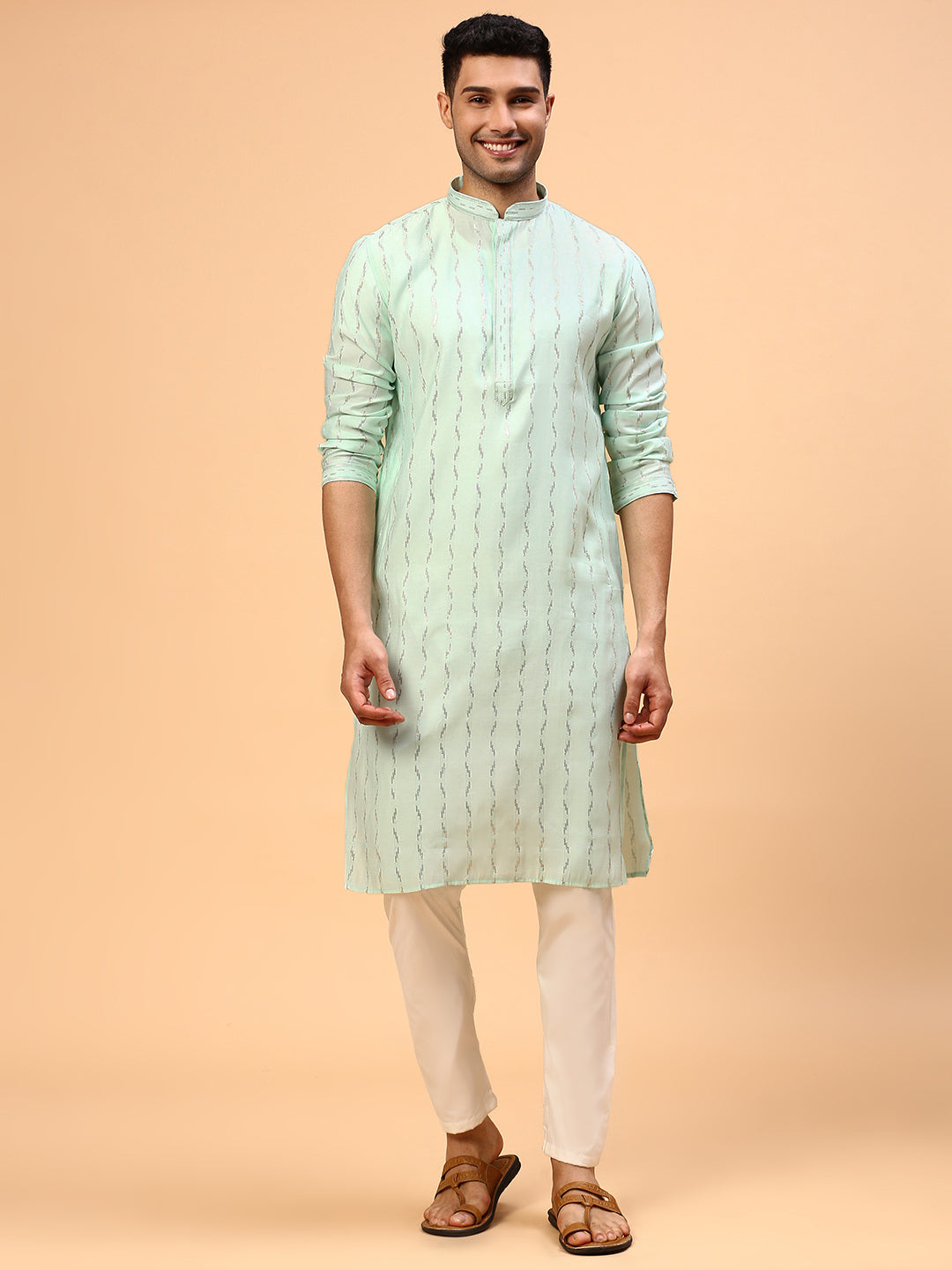 Tropical Fizz | Traditional Mint Color Men's  | Mandarin Collar Kurta