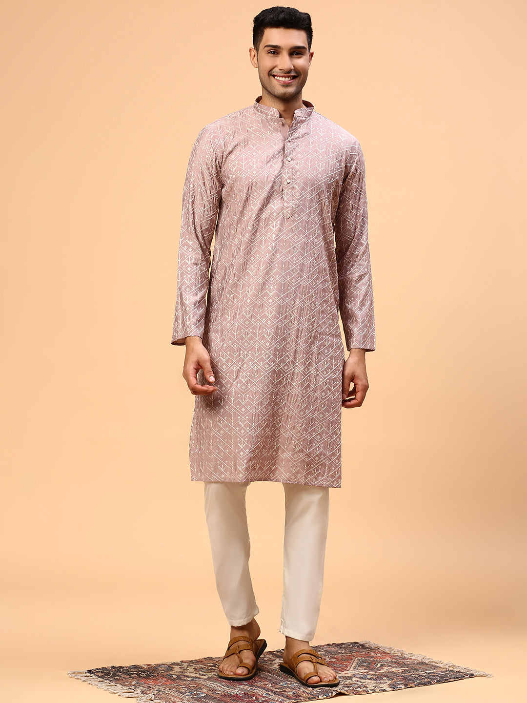 Sage Sour | Traditional Purple Color Men's  | Mandarin Collar Kurta