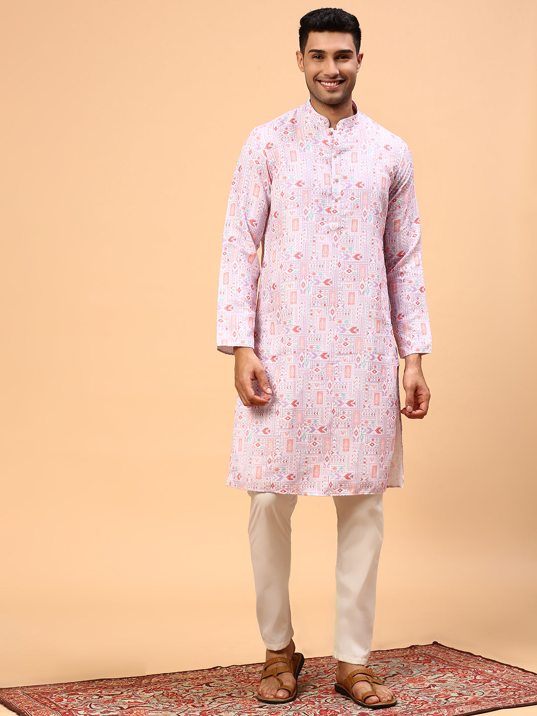 Grapefruit gin | Traditional Purple Color Men's  | Mandarin Collar Kurta