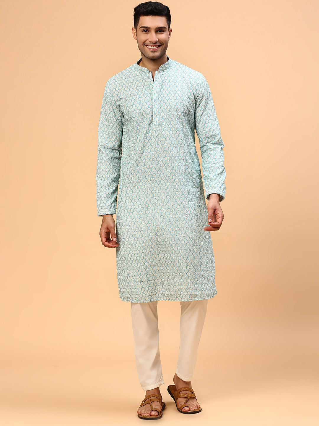 Iced tea | Traditional Blue Color Men's  | Mandarin Collar Kurta