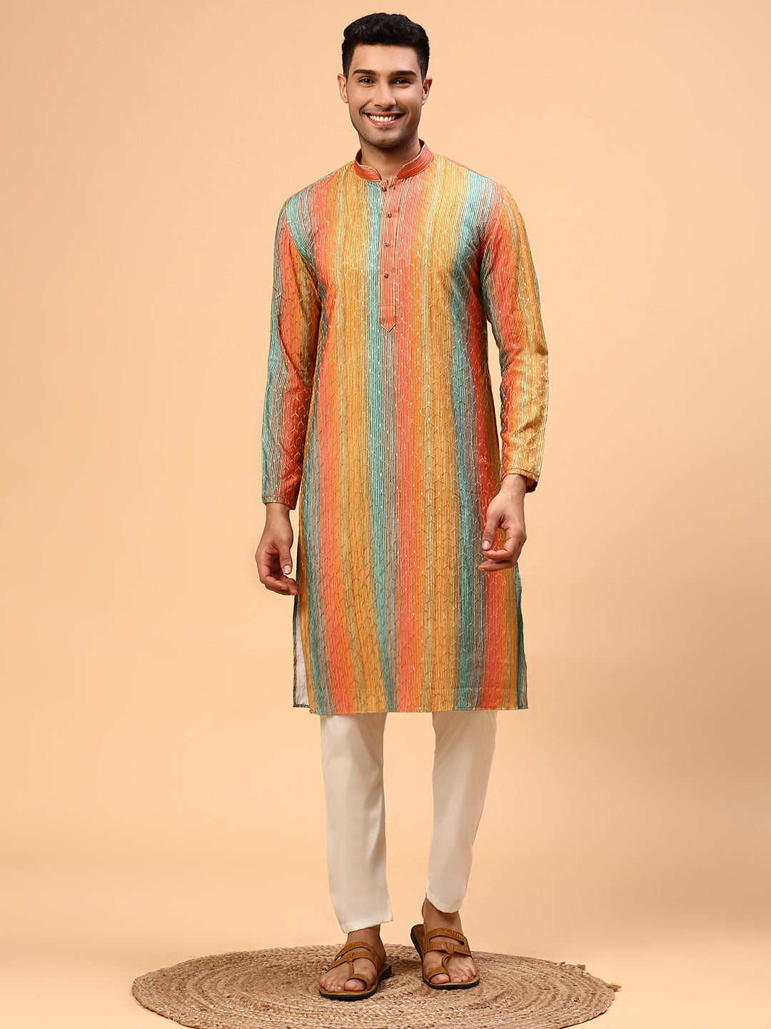 Ginger beer | Traditional Orange Color Men's  | Mandarin Collar Kurta