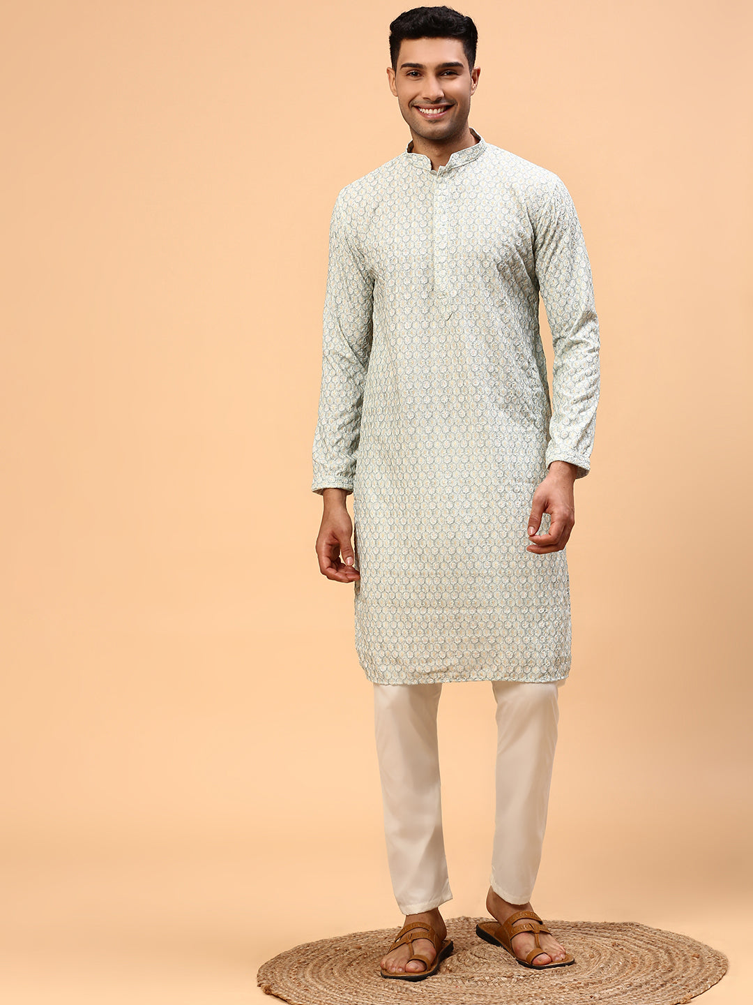 Ice Cola | Traditional Gray Color Men's  | Mandarin Collar Kurta