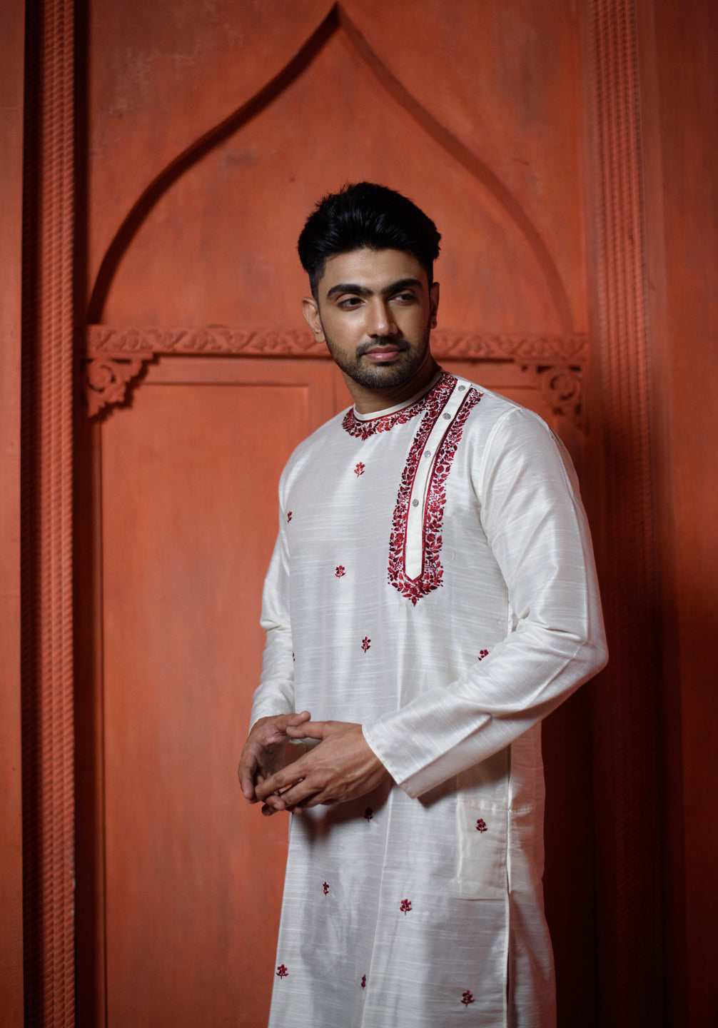 Alabaster | Traditional Off White Color Cotton Men's  | Mandarin Collar Kurta